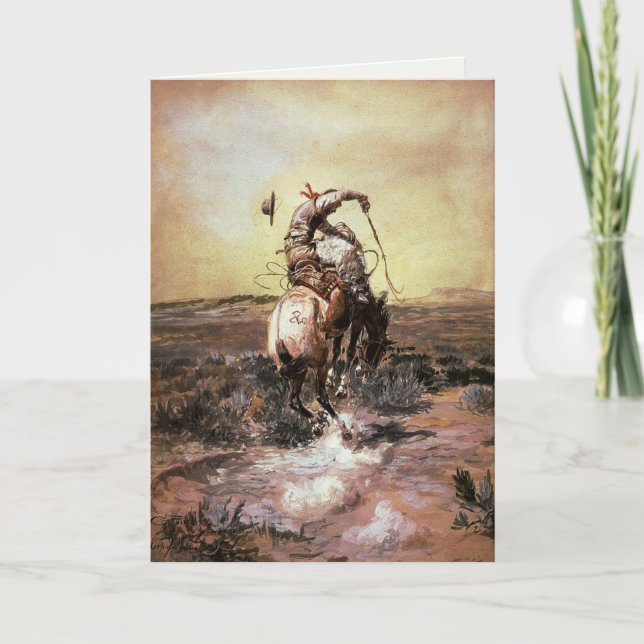 Carte De Voeux Avec Charles M. Russell Peinture (Devant)