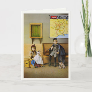 Carte De Voeux Avec Ferroviaire Et Affiche Imprime