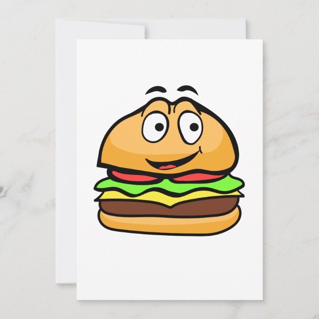 Carte de voeux avec hamburger de dessin animé (Devant)