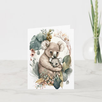 Carte de vœux avec illustration de mère et bébé ko