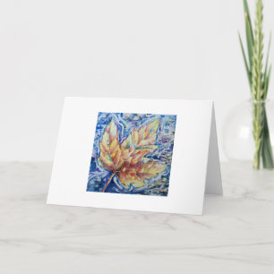 Carte de vœux avec impression de feuille à l'aquar