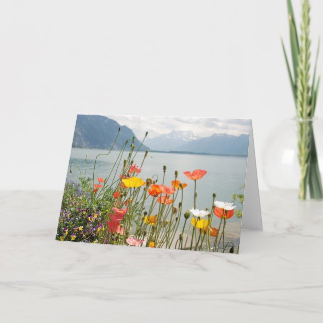 Carte de voeux avec la scène de la Suisse - blanc (Devant)