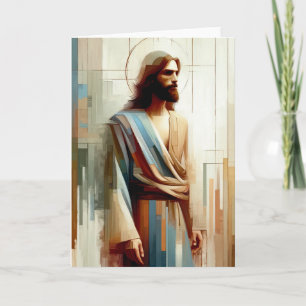 Carte de vœux avec portrait abstrait de Jésus