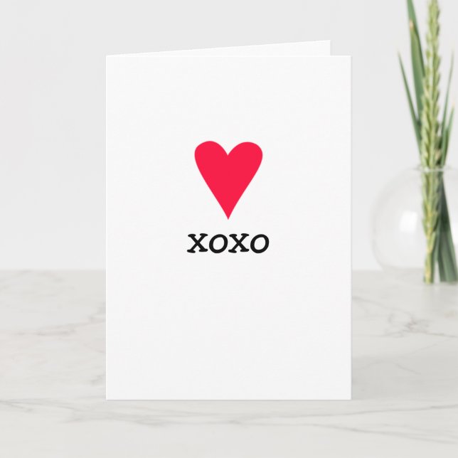 Carte de voeux avec un coeur rouge et xoxo pour l' (Devant)