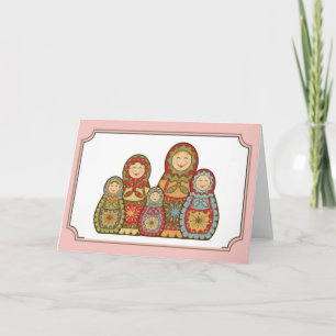 Carte de voeux Babushka - "Joyeux sourires"