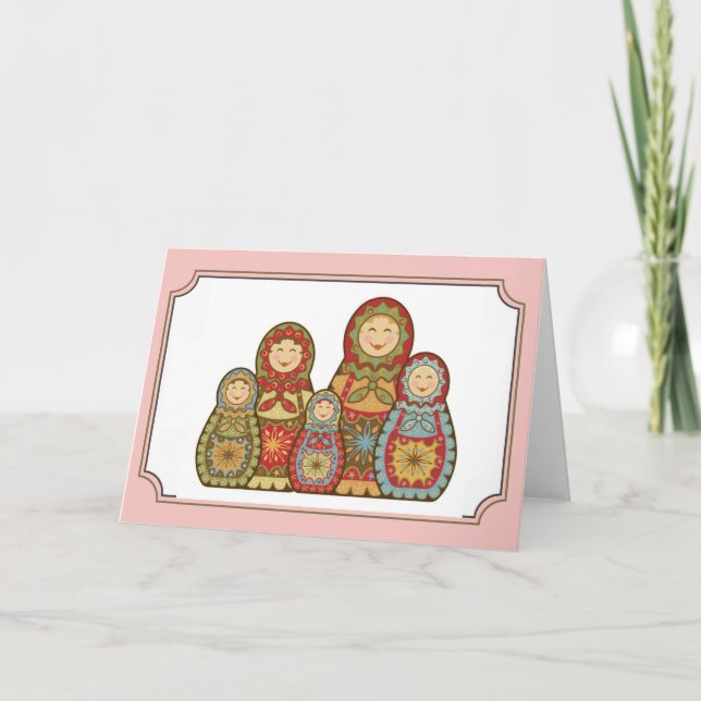Carte de voeux Babushka - "Joyeux sourires" (Devant)