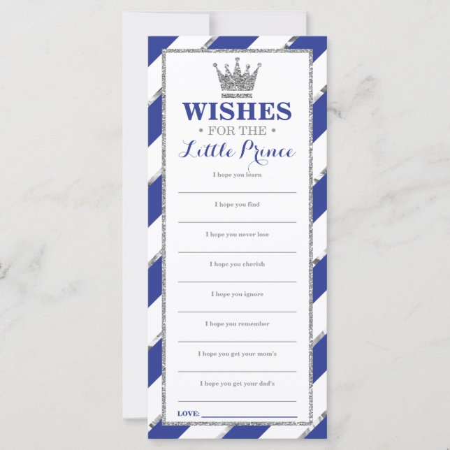 Carte de voeux, Baby shower, Prince, Faux Argent (Devant)