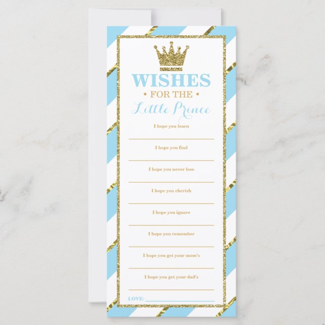 Carte de voeux, Baby shower, Prince, Faux Gold (Devant)