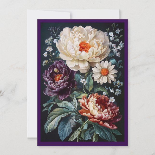 Carte de voeux baroque floral blanc (Devant)