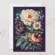 Carte de voeux baroque floral blanc