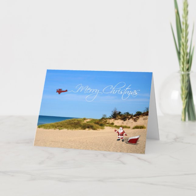 Carte de voeux Beach Père Noël (Devant)