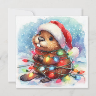 Carte de voeux Beaver de Noël