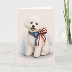 Carte de vœux Bichon Frise patriotique