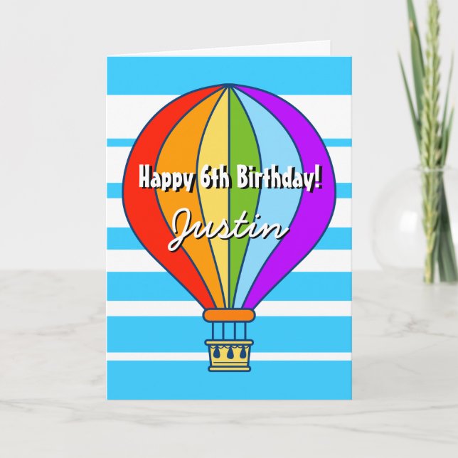 Carte de voeux Birthday pour enfants en montgolfiè (Devant)