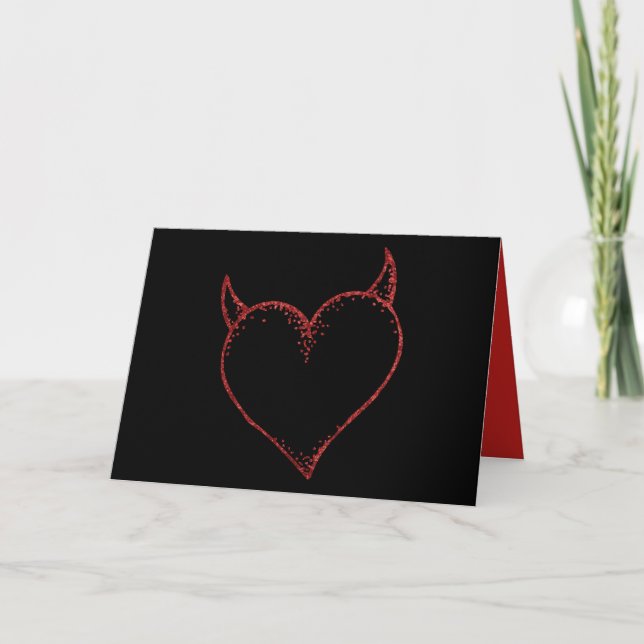 Carte de voeux Black avec corne rouge (Devant)