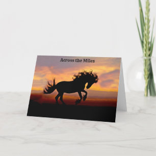 Carte de voeux Black Horse Sunset sur les kilomètr