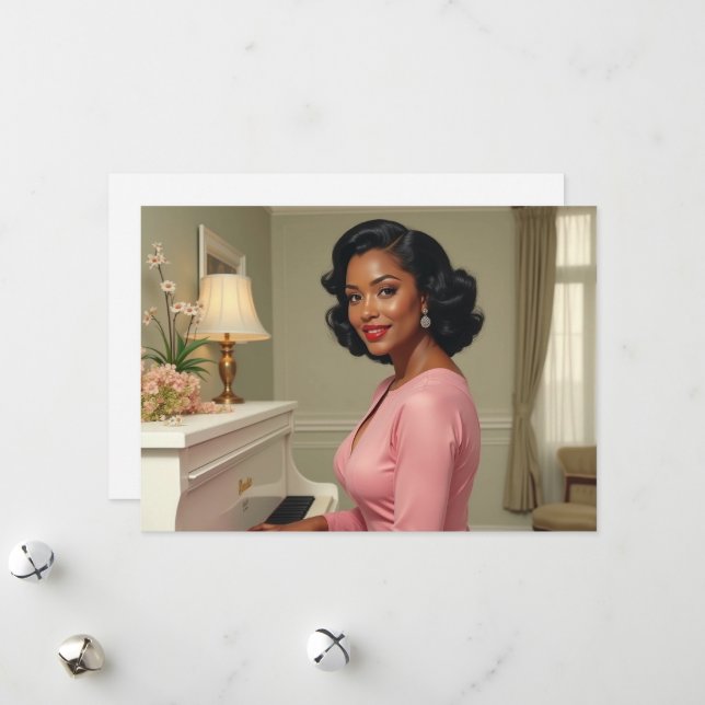 Carte de voeux Black Woman Anniversaire Merci (Devant/Arrière en situation)