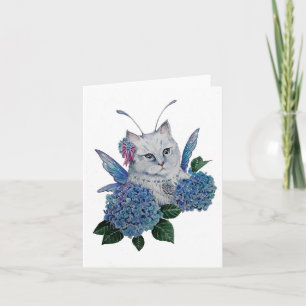 Carte de voeux blanc fée kitty