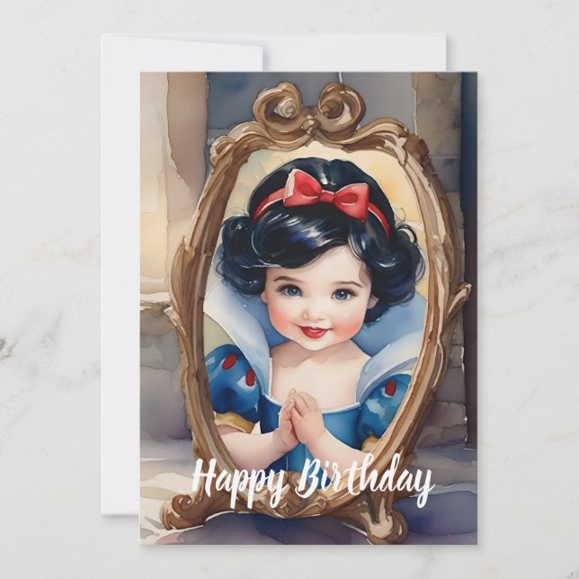 Carte de voeux blanche Aquarelle Bébé neige (Devant)