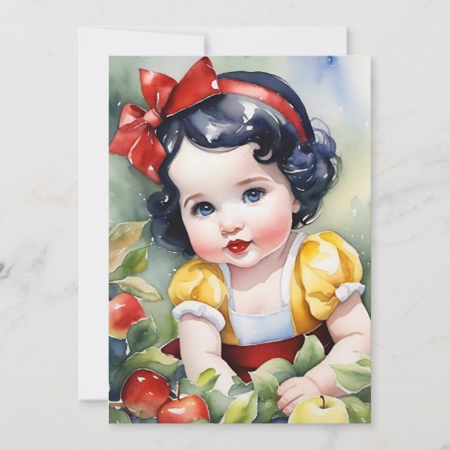 Carte de voeux blanche Aquarelle Bébé neige (Devant)