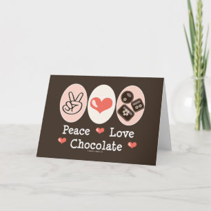 Carte de voeux blanche au chocolat Peace Love