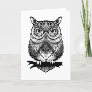 Carte de voeux blanche Cheval Owl