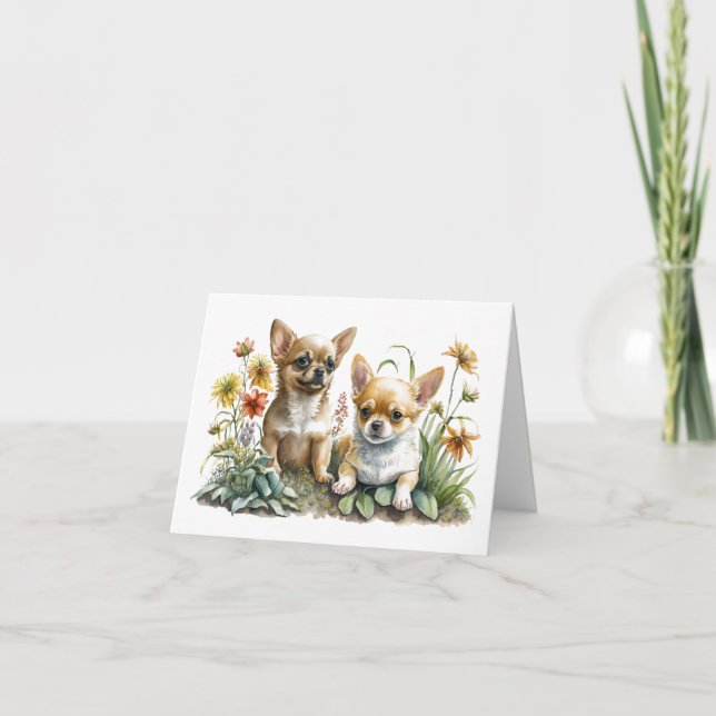 Carte de voeux blanche Chihuahua Puppies (Devant)