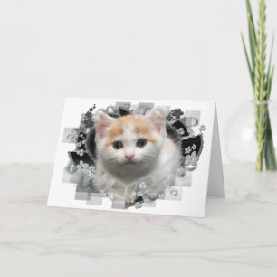 Carte de voeux blanche Cute Kitten