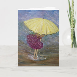 Carte de voeux blanche "Danse de pluie"