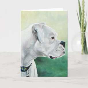 Carte de voeux blanche d'art de chien de boxeur