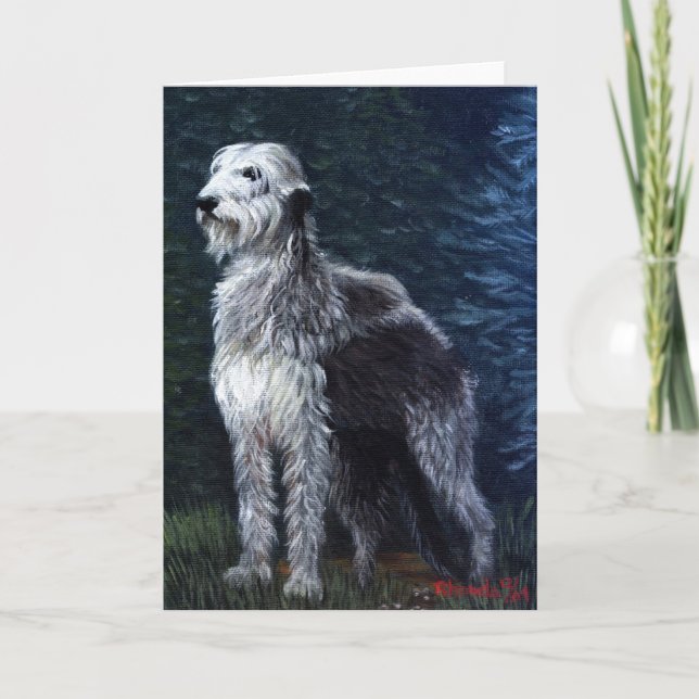 Carte de voeux blanche de chien Wolfhound irlandai (Devant)