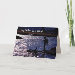 Carte de voeux blanche de pêche à la volée