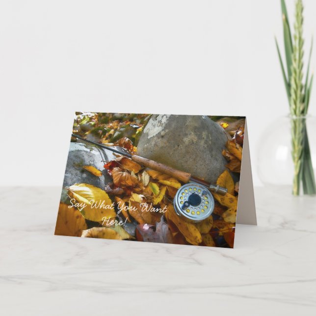 Carte de voeux blanche de pêche à la volée (Devant)