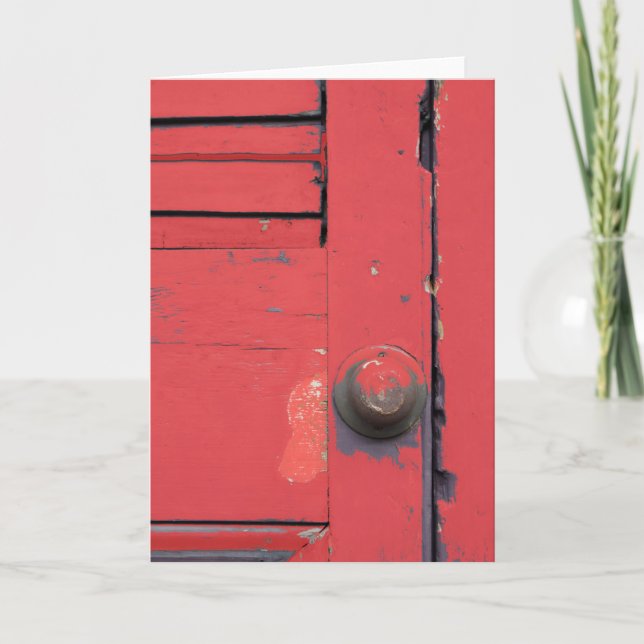 Carte de voeux blanche de porte rouge (Devant)