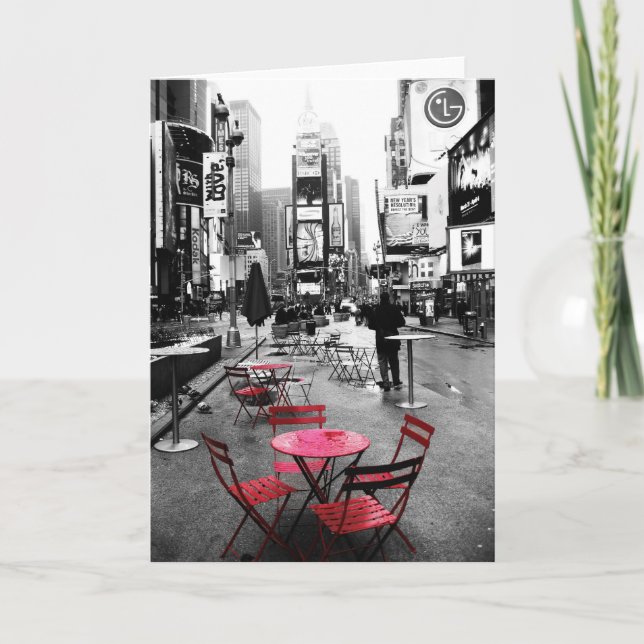 Carte de voeux blanche de Times Square et rouge (Devant)