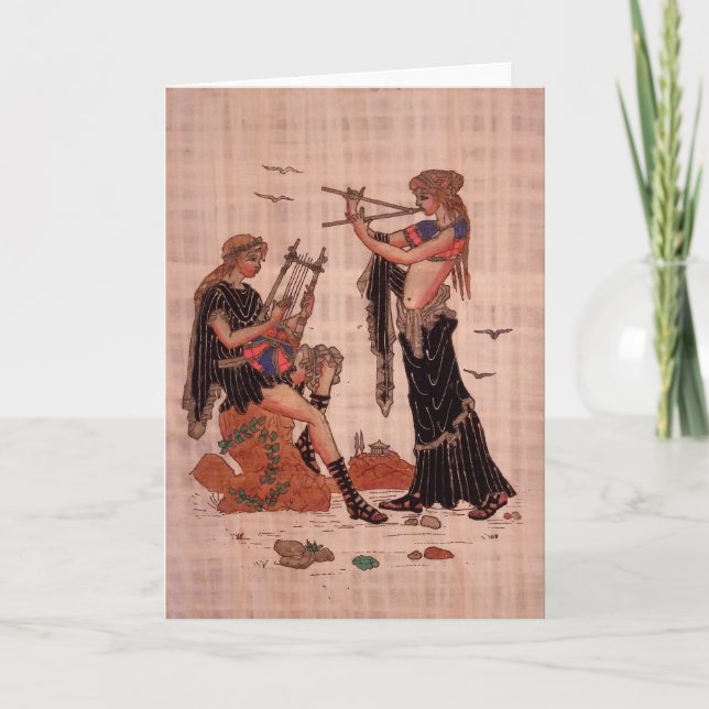 Carte de voeux blanche des musiciens grecs (Devant)