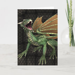 Carte de voeux blanche Imaginaire Dragon vert