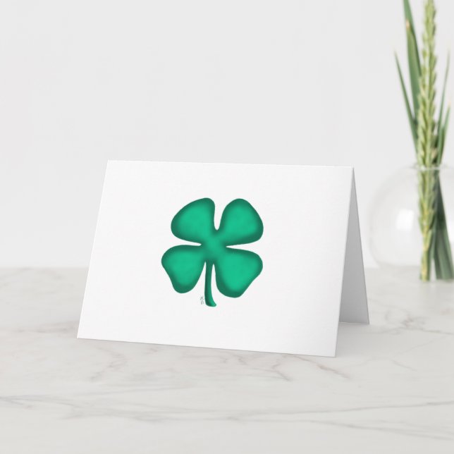 Carte de vœux blanche Lucky 4 Leaf Irish Clover (Devant)