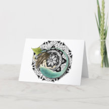 Carte de voeux blanche Mermaid Mandala