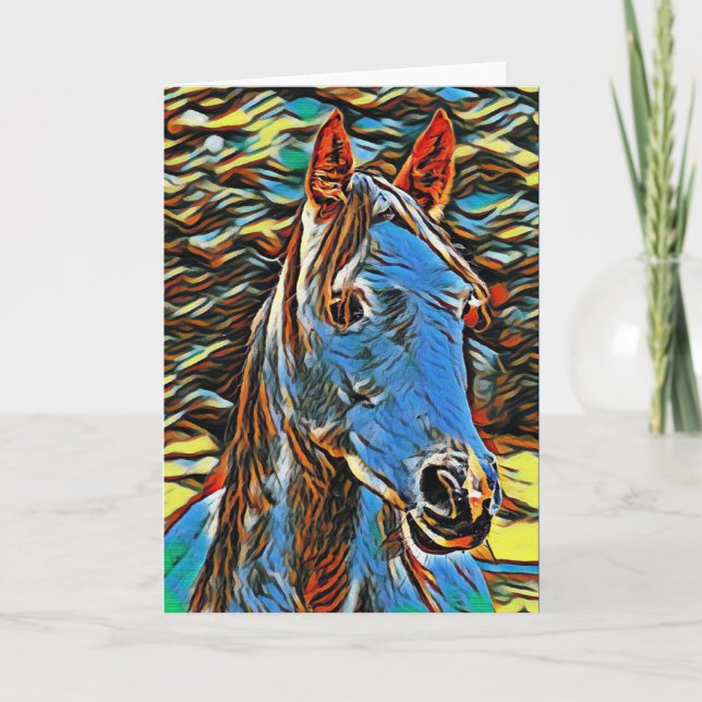 Carte de voeux blanche Mystic Horse (Devant)