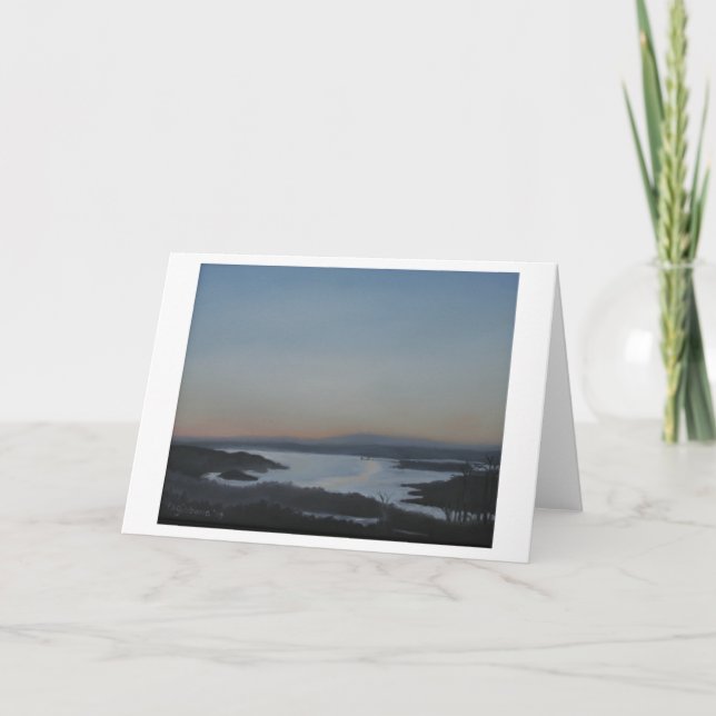 Carte de voeux blanche Paysage de la rivière Hudso (Devant)