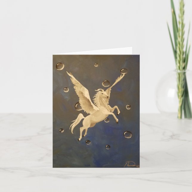 Carte de voeux blanche Pegasus Dreams (Devant)