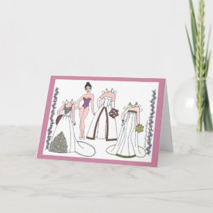 Carte de voeux blanche poupée papier moderne Bride