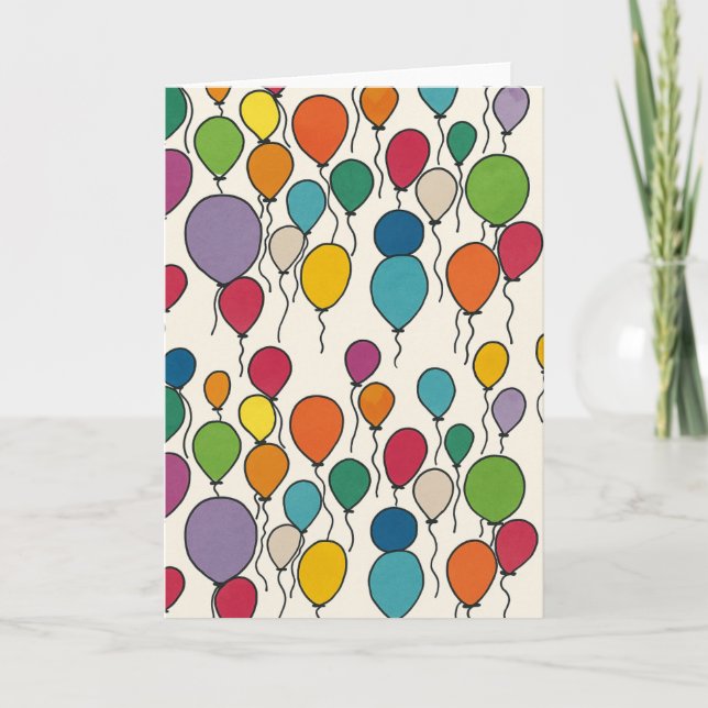 Carte de voeux blanche pour ballons d'anniversaire (Devant)