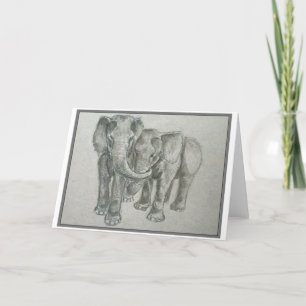 Carte de voeux blanche pour les éléphants