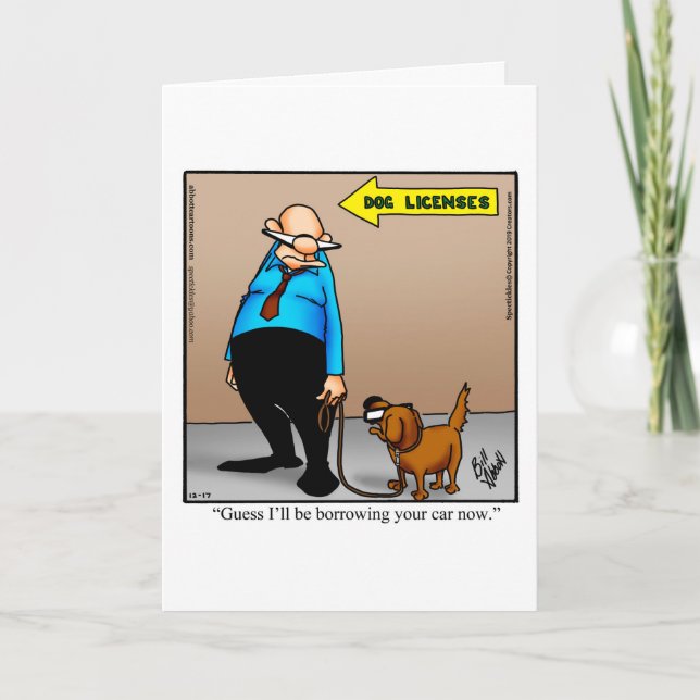 Carte de voeux blanche pour l'humour du chien (Devant)