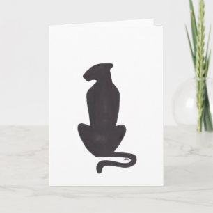 Carte de vœux blanche silhouette de chat noir