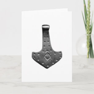 Carte de vœux blanche Steel Thor Hammer