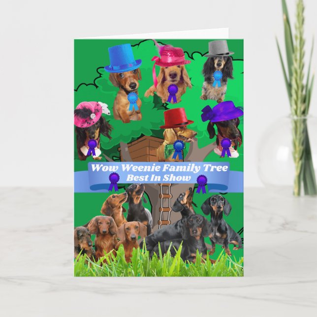 Carte de voeux blanche Weenie Dog Family Tree (Devant)