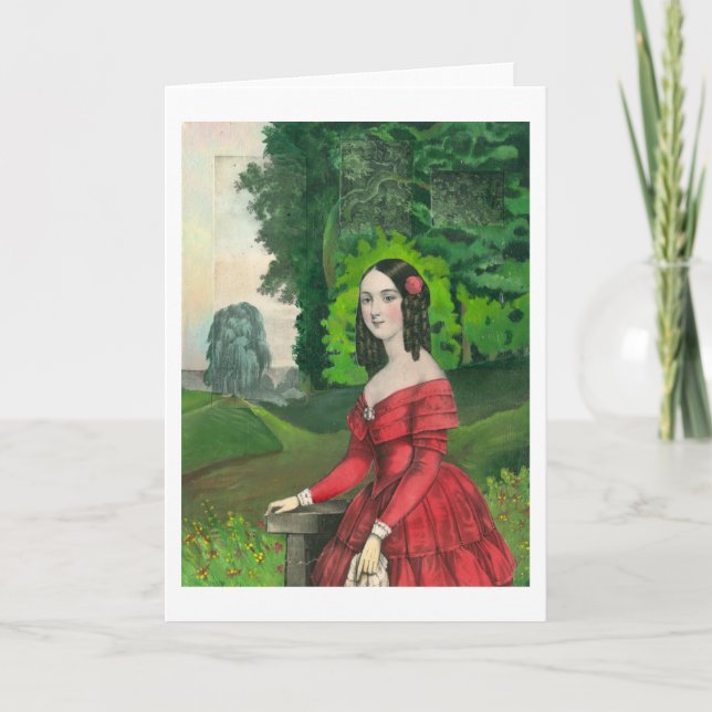Carte de voeux BLank Femme dans le paysage de robe (Devant)